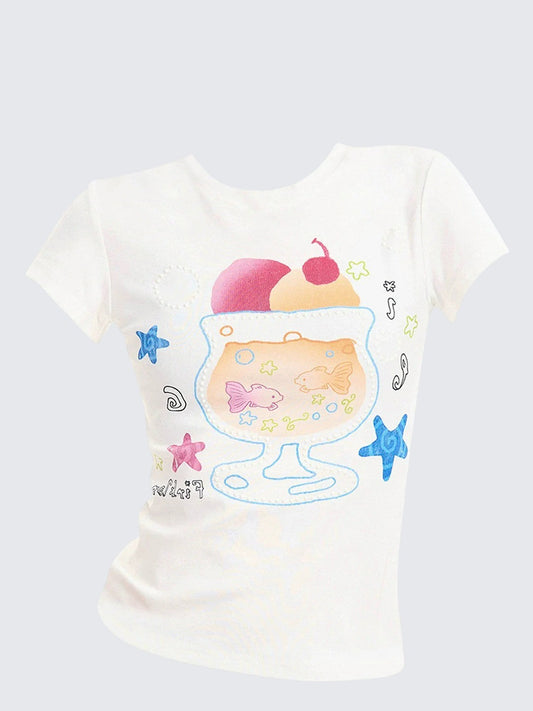 Pearl Print Shoulder Tee