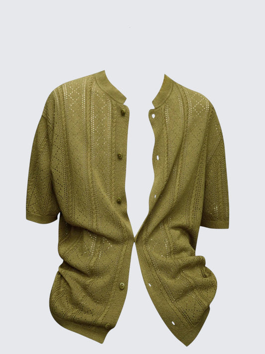 Hollow Knit Short Sleeve Top