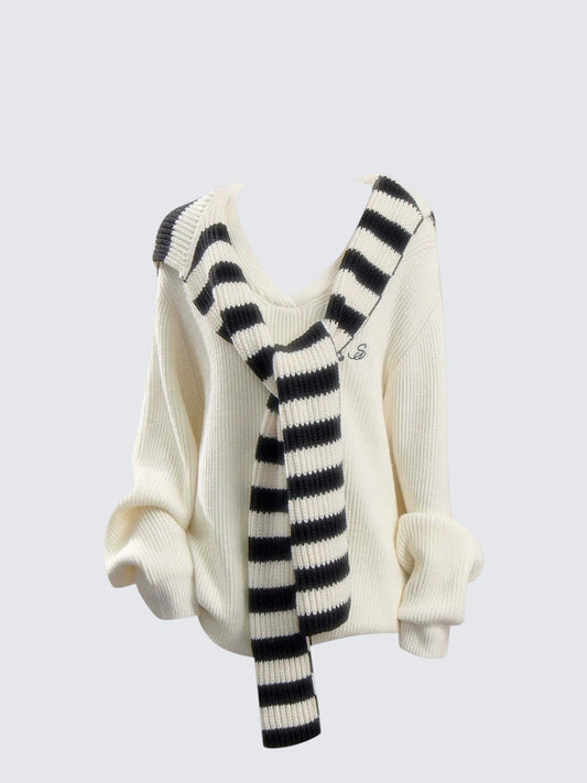 V-Neck Cape Knit Sweater Women