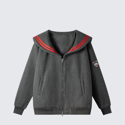 American Preppy Navy Collar Zip Sweatshirt