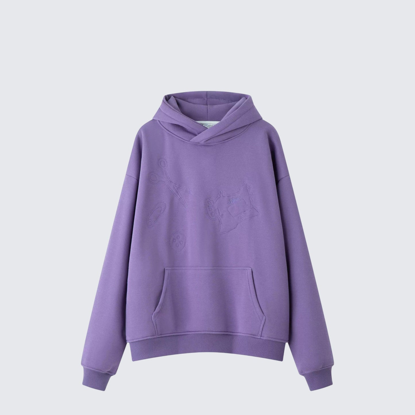 Purple Embroidered Heavy Hoodie