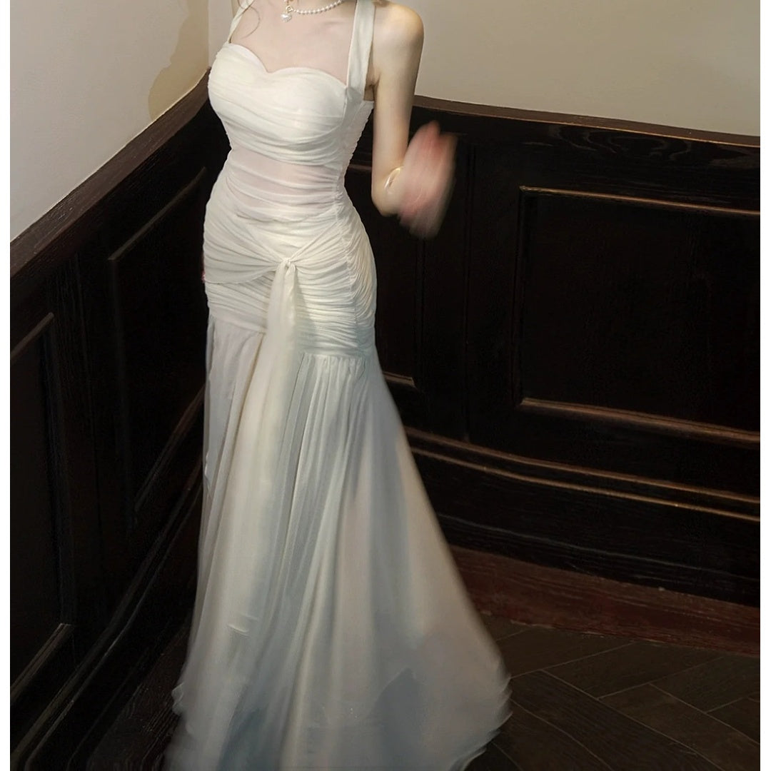 French Pink Tulle Halter Luxury Birthday Gown Dress