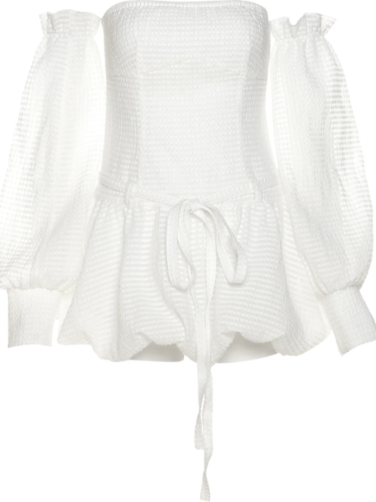 Soft Sexy Waist-Cinched Tube Top Dress With Arm Sleeves