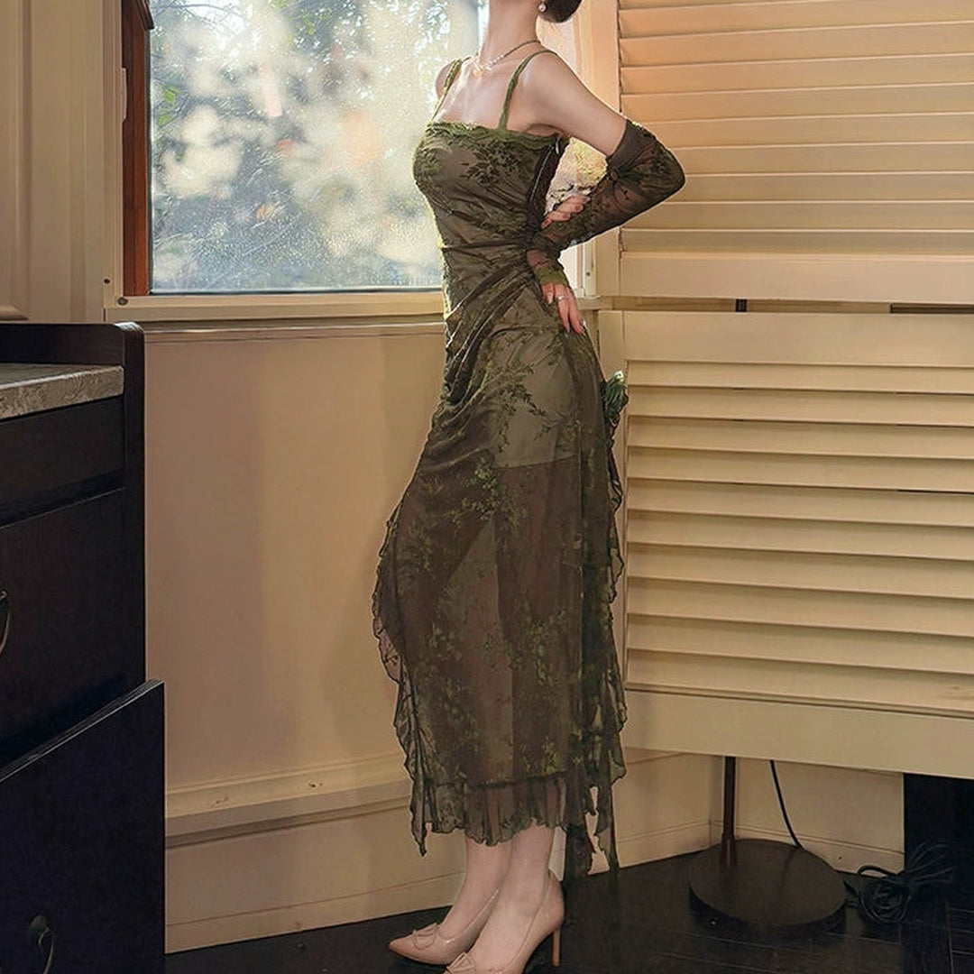 French Fitted Lace Tulle Gown Dress