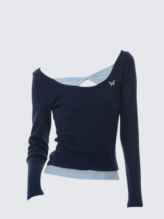 Layered Bow Long Sleeve Tee