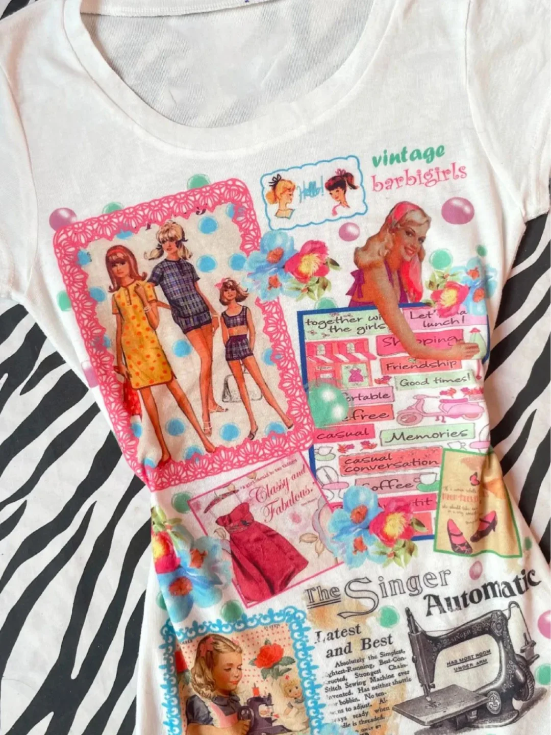 White American Vintage Print Slim-Fit Y2K T-Shirt