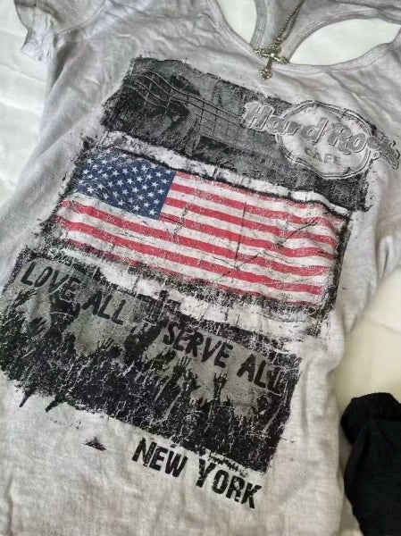 Gray Subculture Punk Y2K Abi E-girl American Retro Cutout Open-Back Print Short Sleeve Top