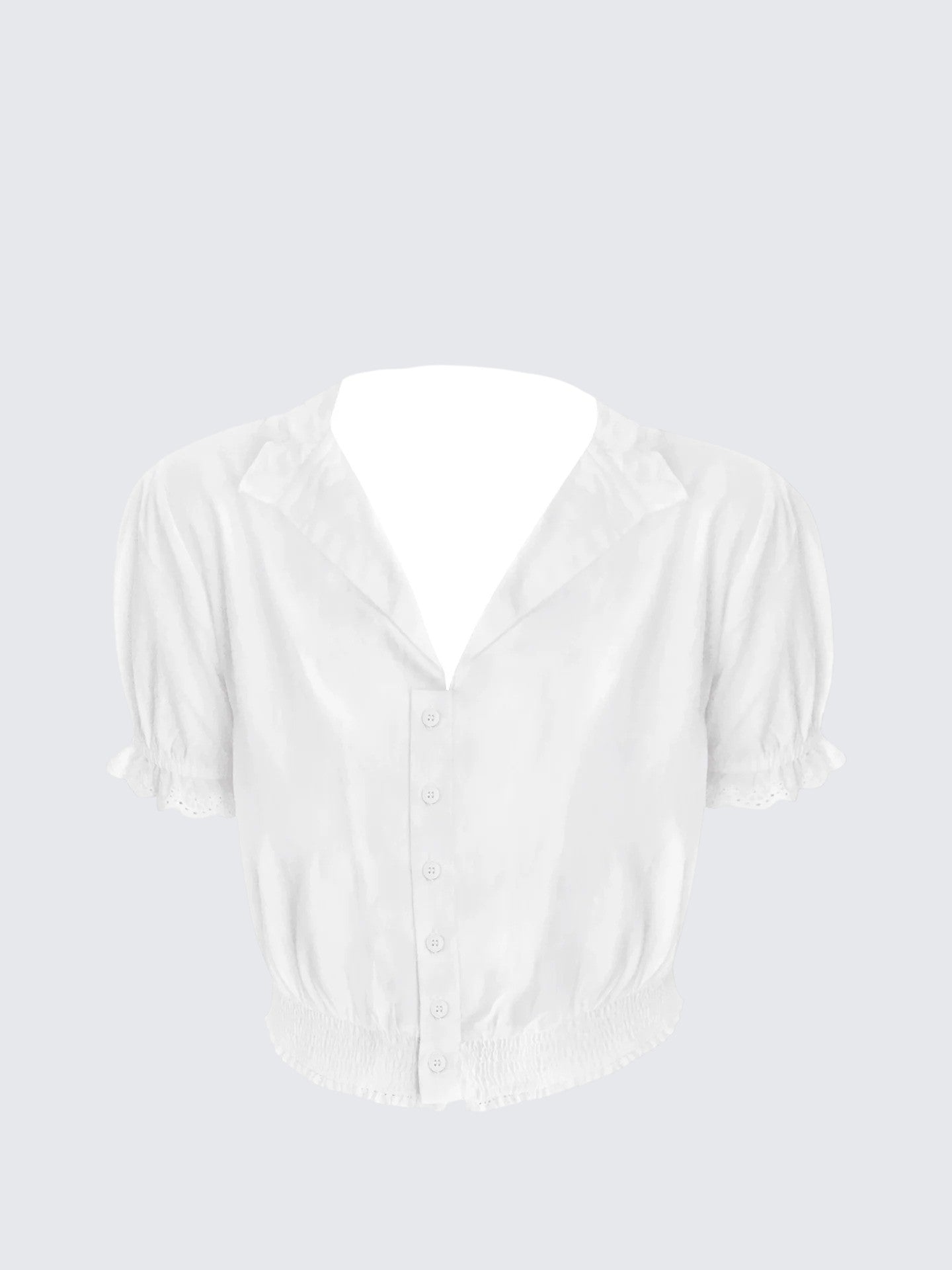 French White Puff Sleeve Crop Shirt