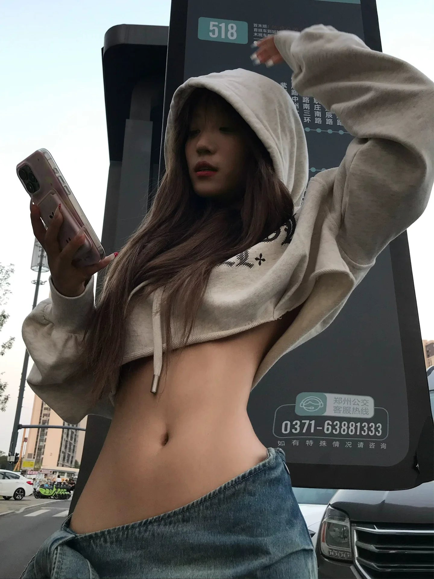 Retro Cropped Hoodie Goth Letter Print Y2K Top