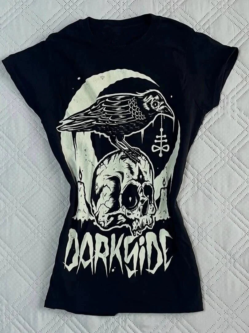 Blue Rock Punk Vintage Skull Print Y2K T-Shirt