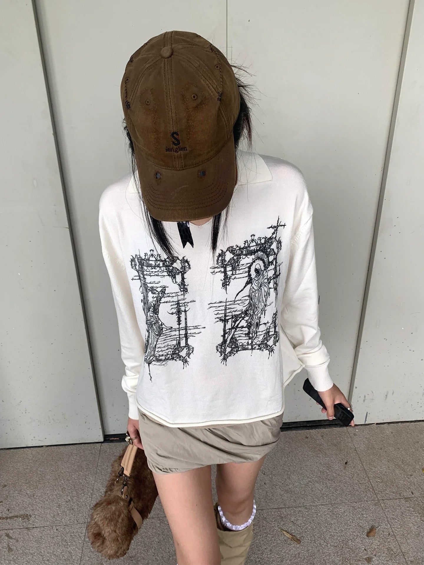 Y2K White Angel & Death Polo Tee