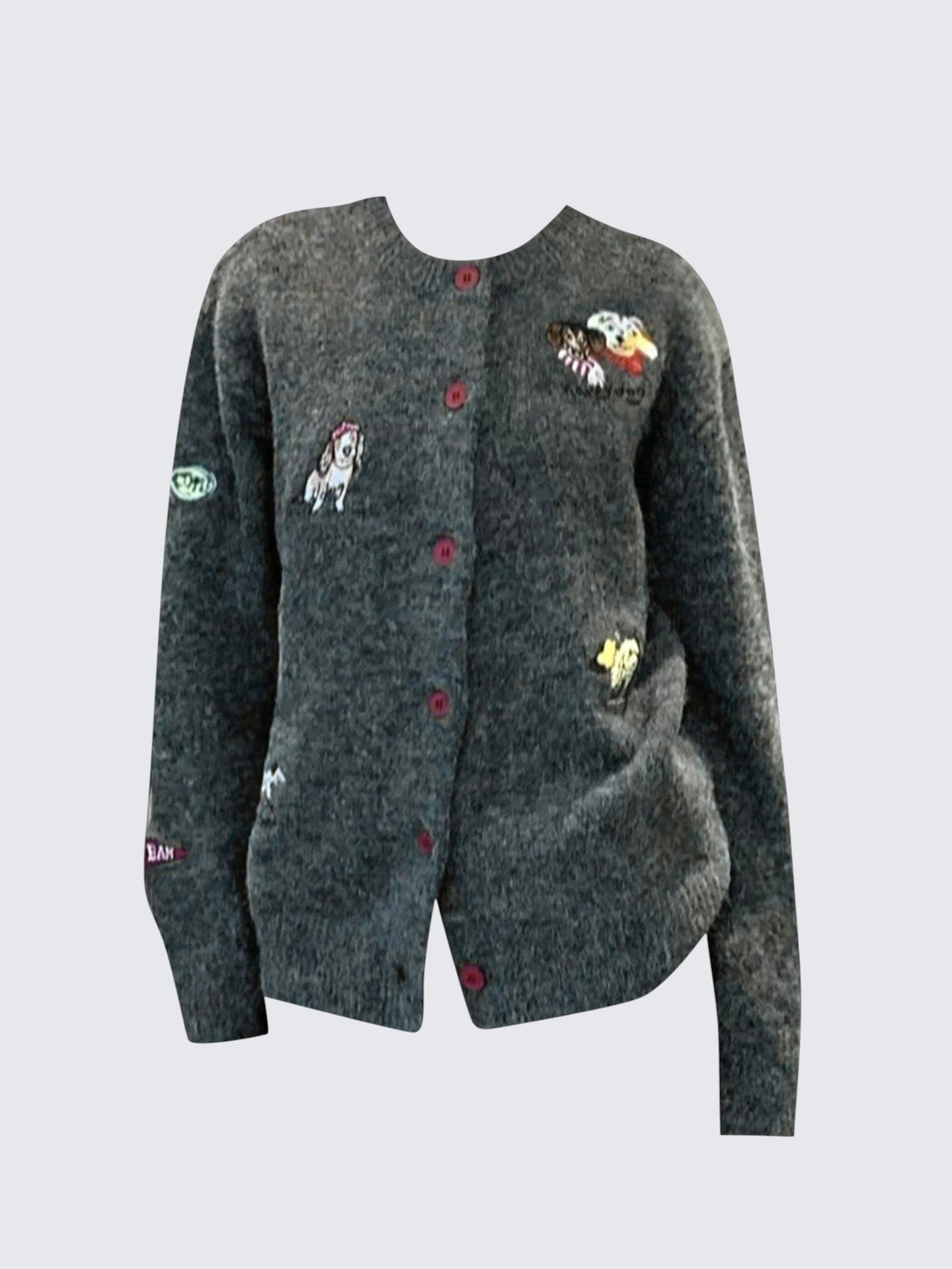 Fair Isle Dog Embroidered Cardigan Women