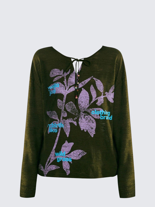 American Vintage Beaded Tie Sleeve Knit Tee