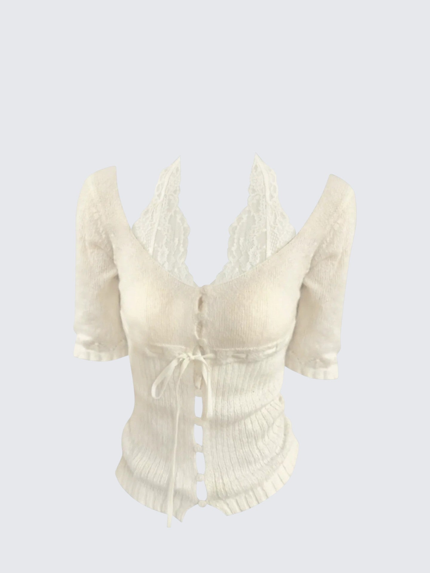 Lace U Neck Knit Sweater Women