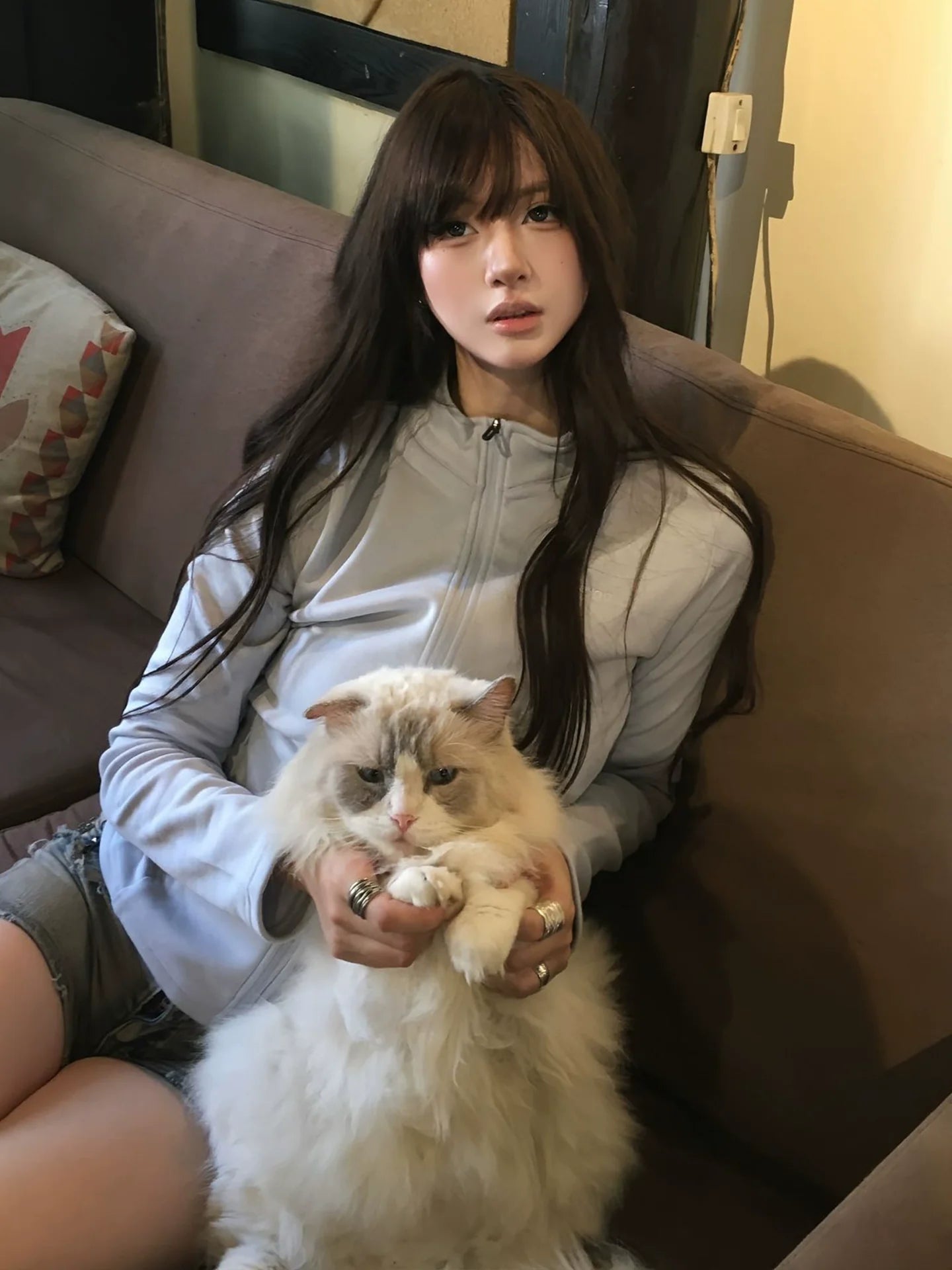 Korean Stand Collar Zip Jacket Retro Sporty Long Sleeve Top