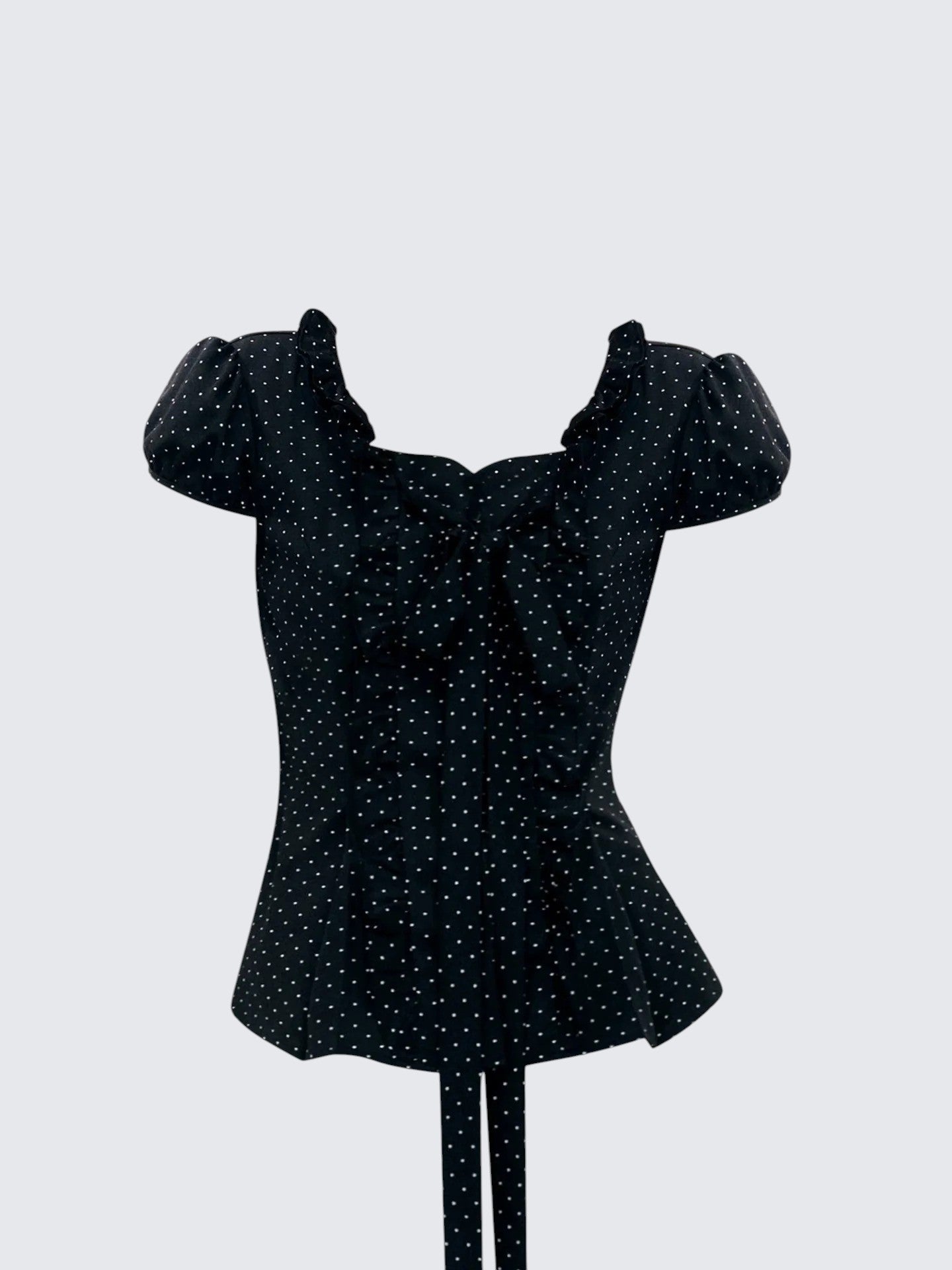 Korean Black Polka Dot Short Sleeve Shirt