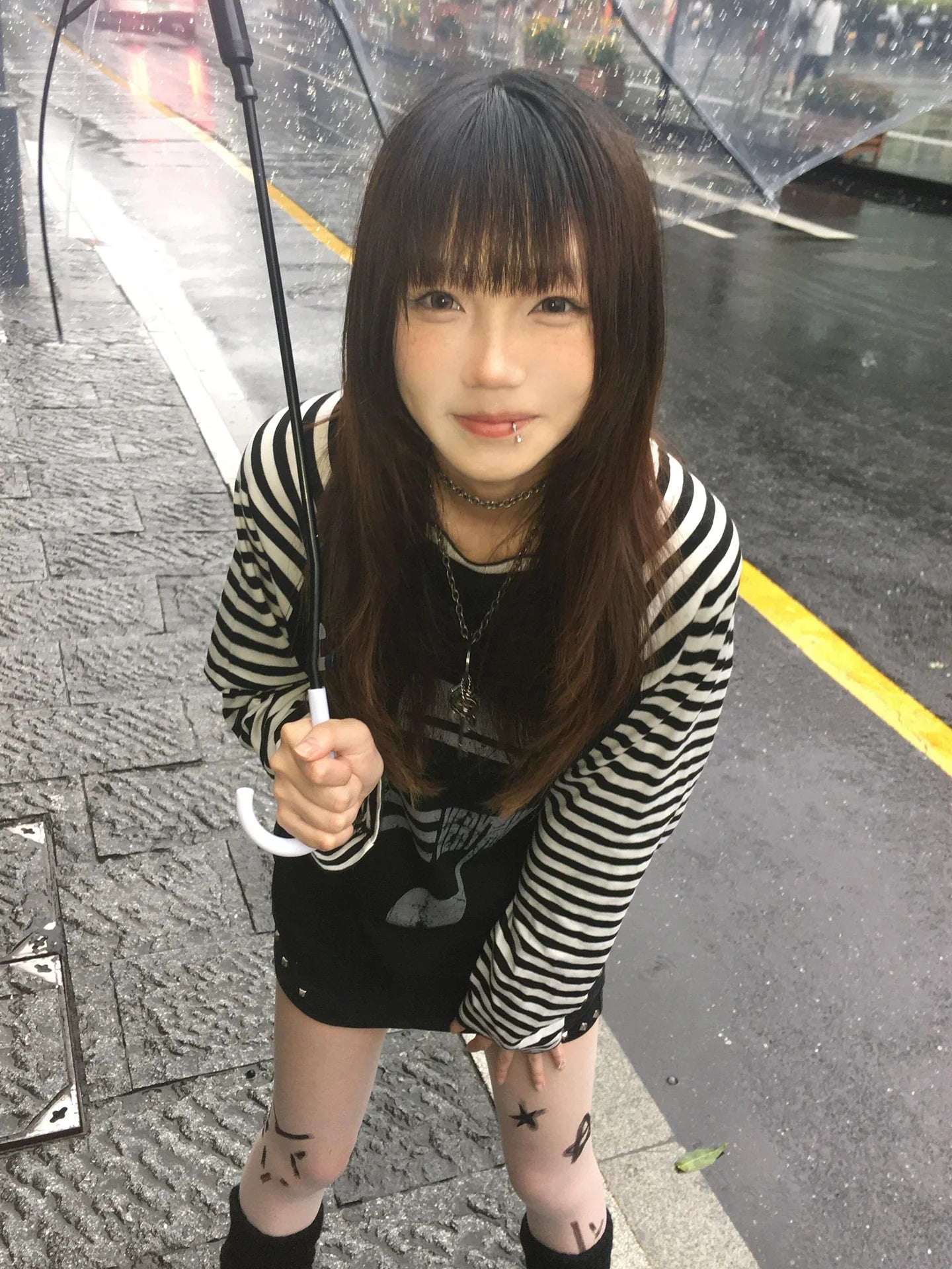 Y2K Dark Note Stripe Long Sleeve Top for Autumn