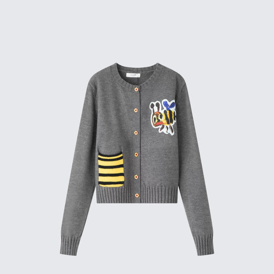 American Gray Bumblebee Cardigan