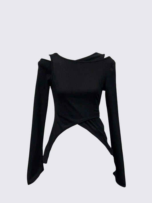 American Edgy One Shoulder Faux Two-Piece T-Shirt