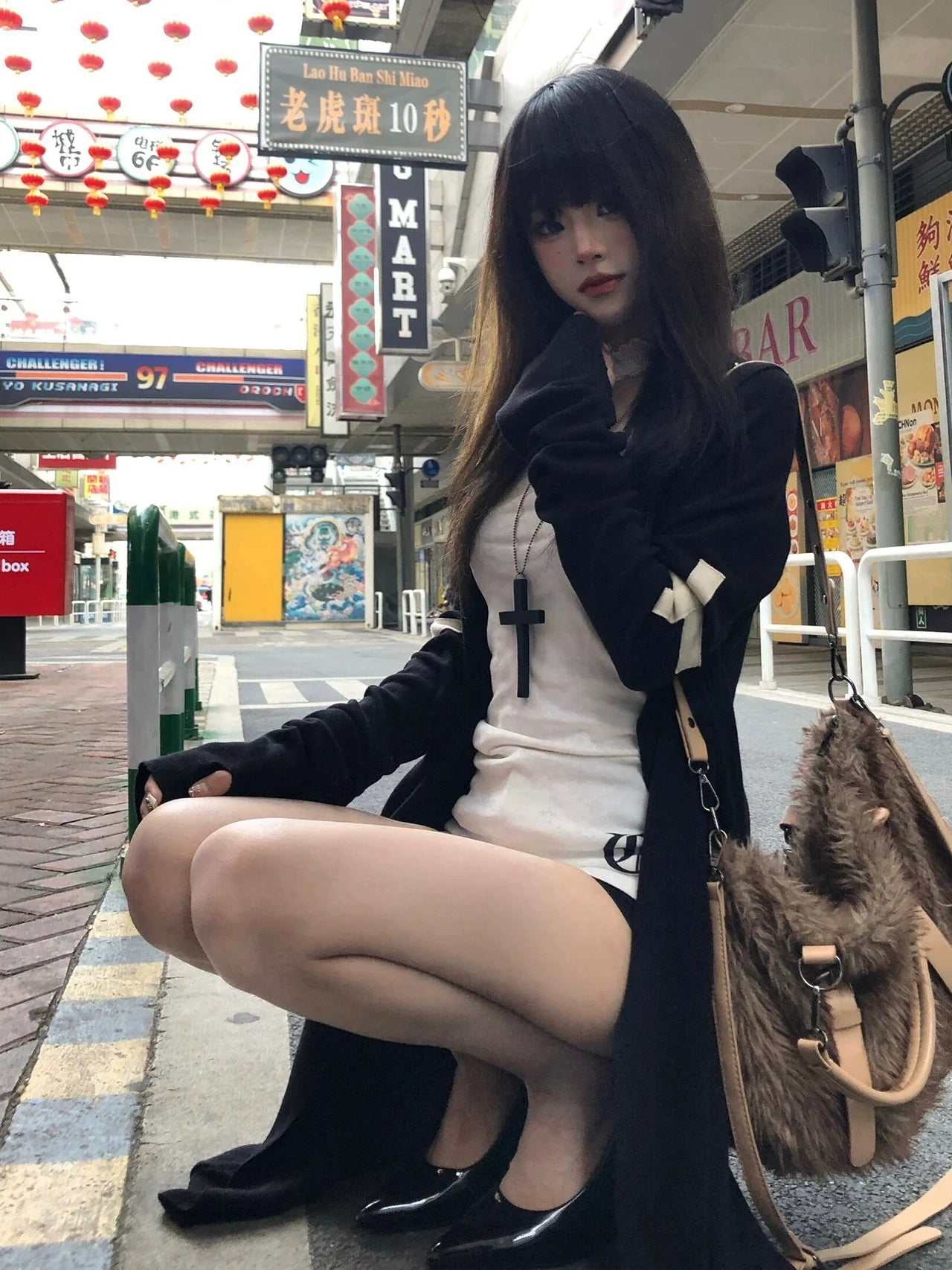 Y2K Black Wizard Knit Cardigan Long Coat Top