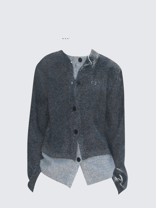 Layered Contrast Knit Cardigan Women