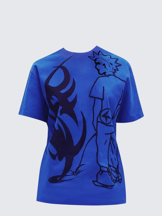 American Fun Cartoon Print Crewneck T-Shirt