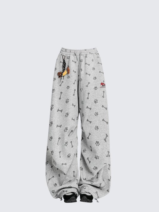 Gray Print Sweatpants