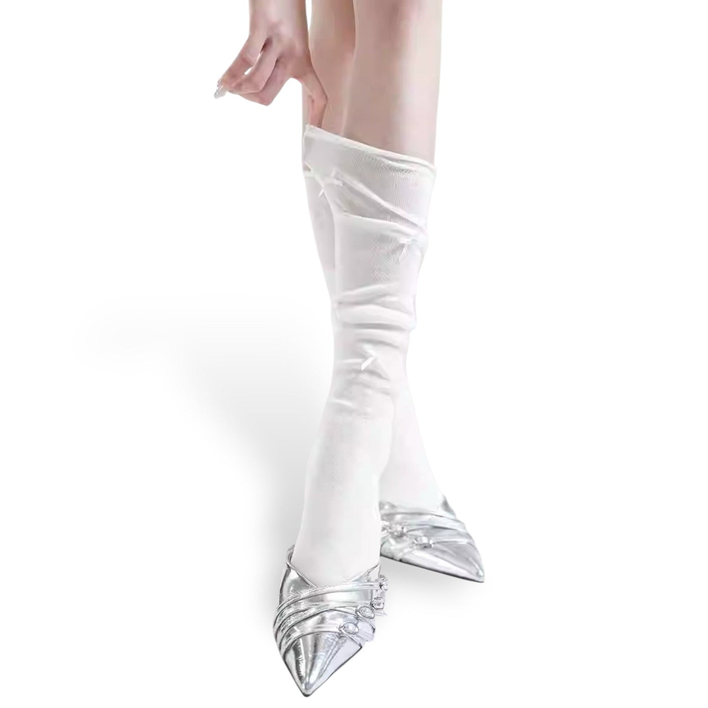 Airy Bow Slouch Balletcore Socks - tutufox -