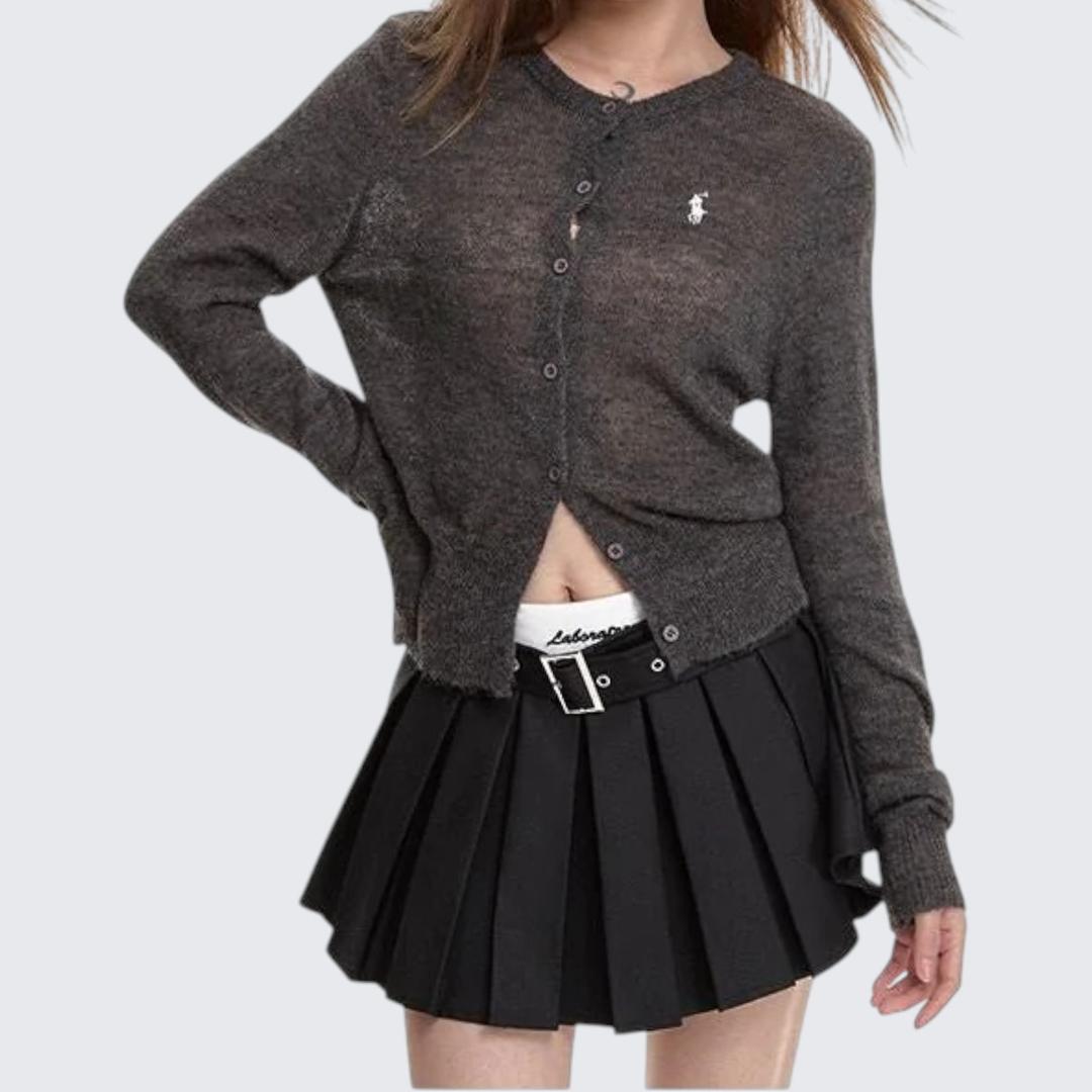 Autumn & Winter Red Long-Sleeve Knitted Cardigan Jacket