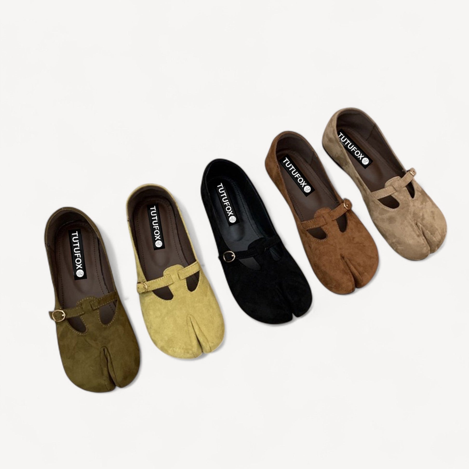 Avocado Green Suede Mule Split - Toe Flat Shoes Tabi - tutufox - tabis