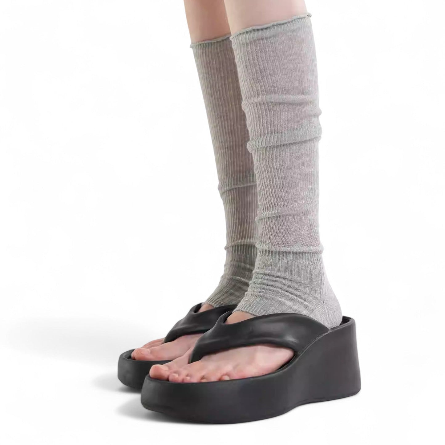 Balletcore Layers Ribbed Stirrup Crew Socks - tutufox -