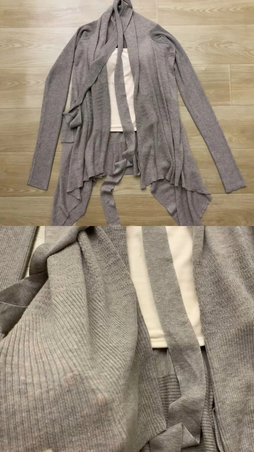 Beige Vest with Gray Cardigan and Brown Wide Pants Y2K Three - Piece - tutufox -