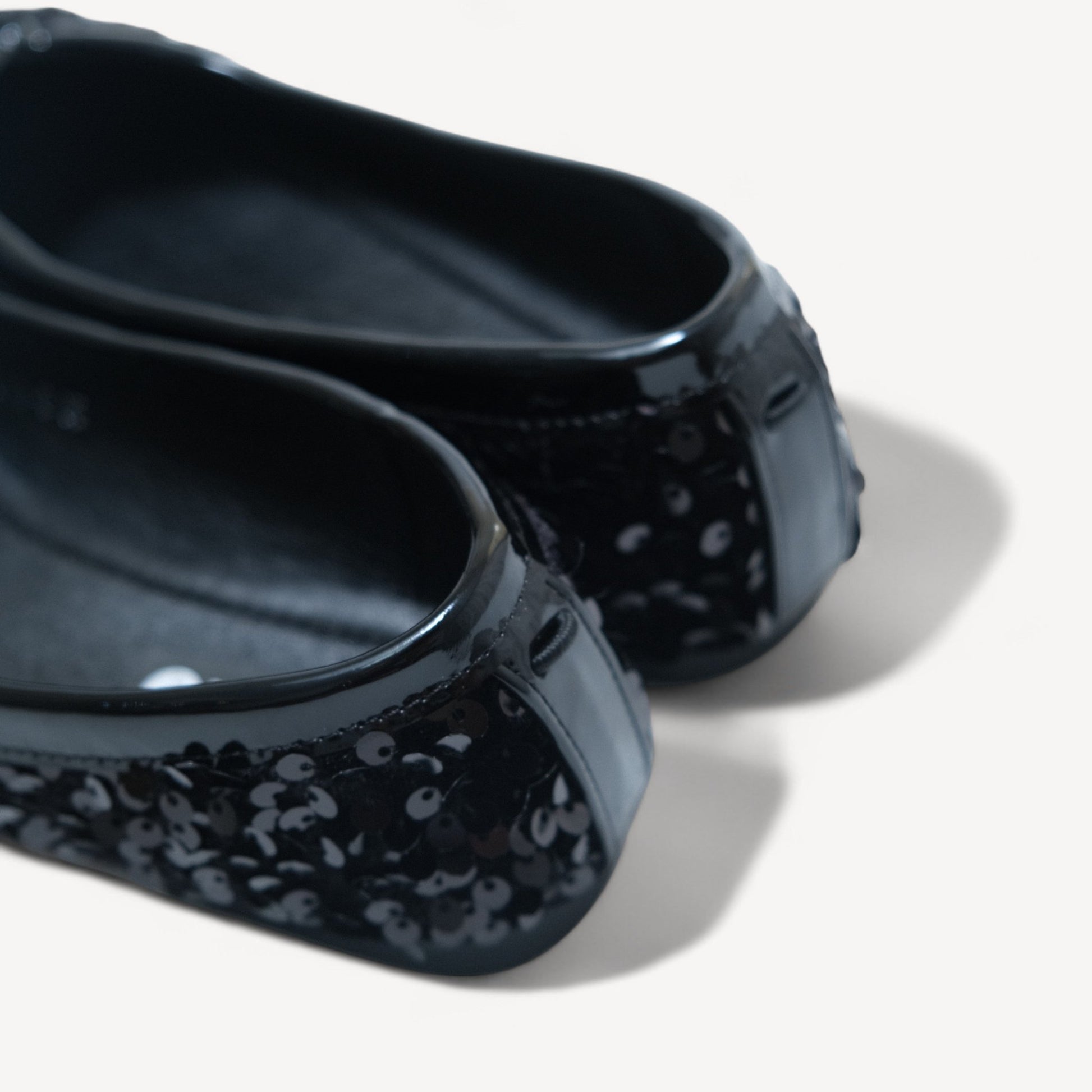 Black Glitter Round Toe Split Flats Tabi - tutufox - tabis