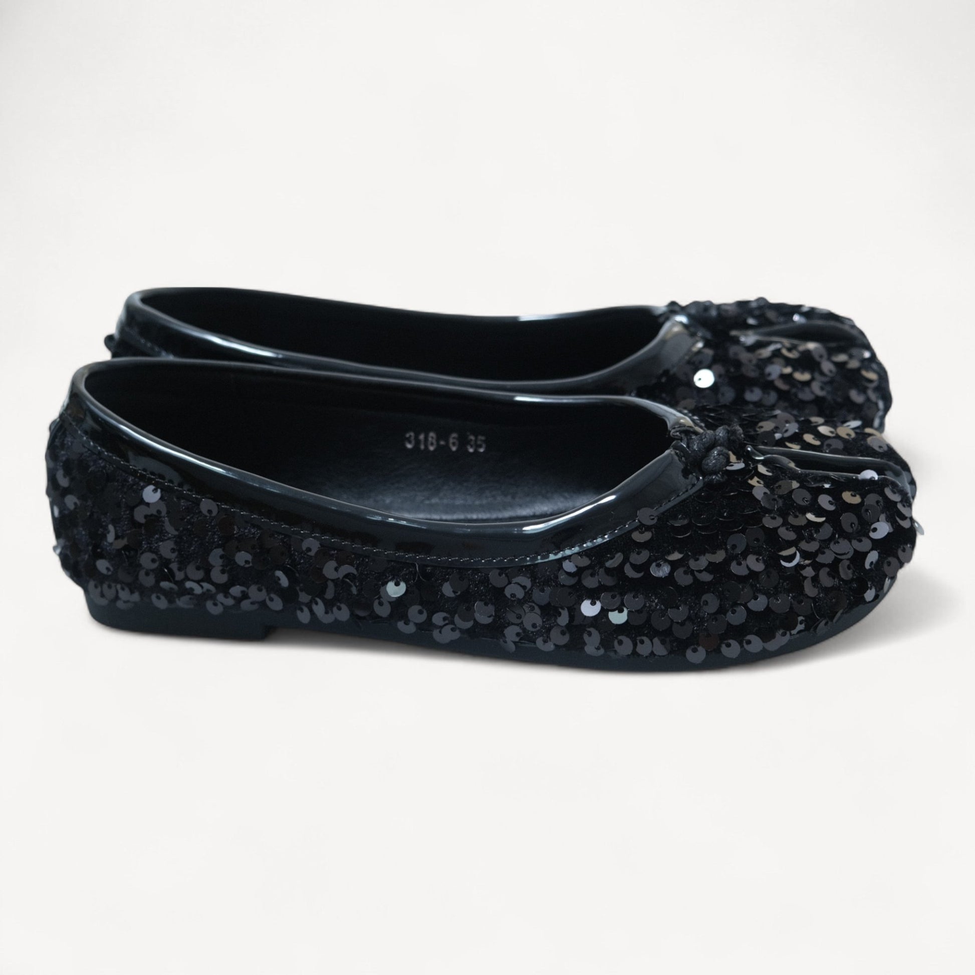 Black Glitter Round Toe Split Flats Tabi - tutufox - tabis