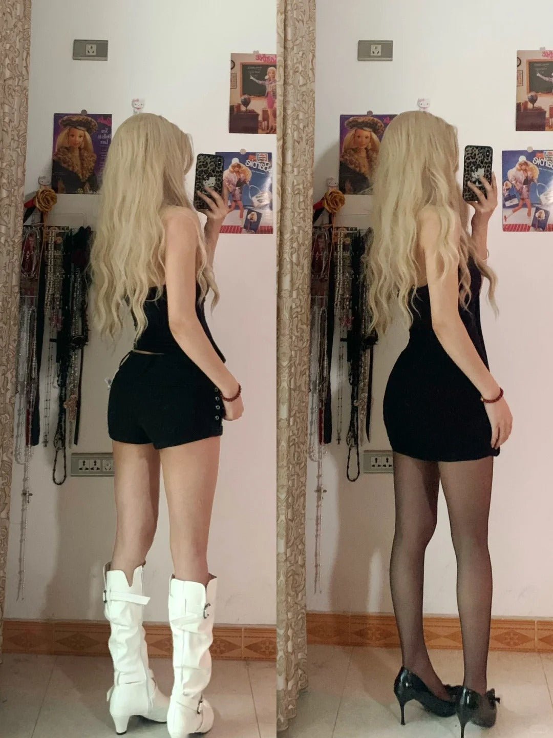 Black Halter Neck Bodycon Mini Dress Y2K Dress - tutufox -