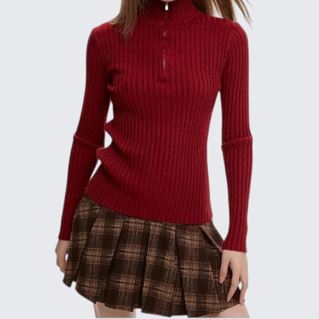 Black High - Neck Zipper Thickened Long - Sleeve Sweater For Women - Autumn & Winter - tutufox -