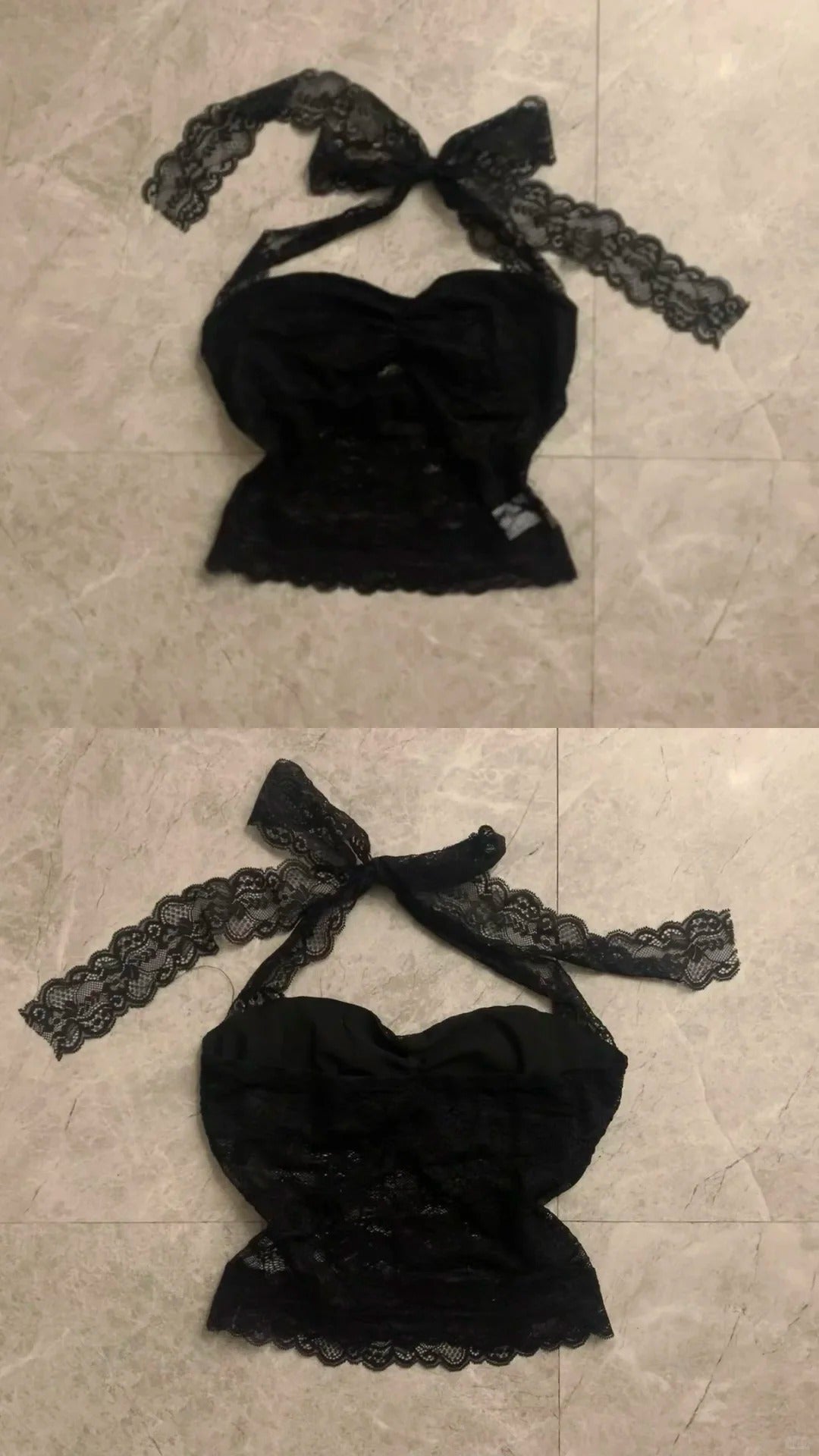 Black Lace Halter Top and Black White Block Midi Skirt Y2K Two Piece Sets - tutufox -