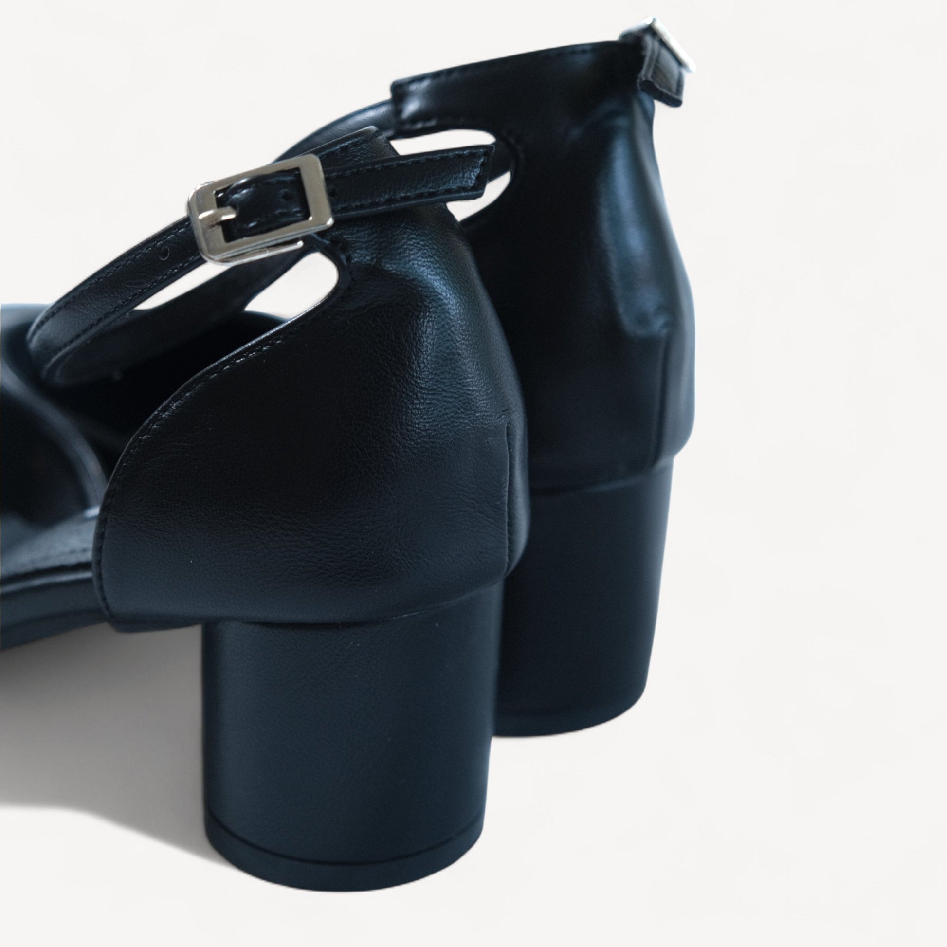 Black Leather Ankle Strap Split Toe Flats Tabi - tutufox - tabis