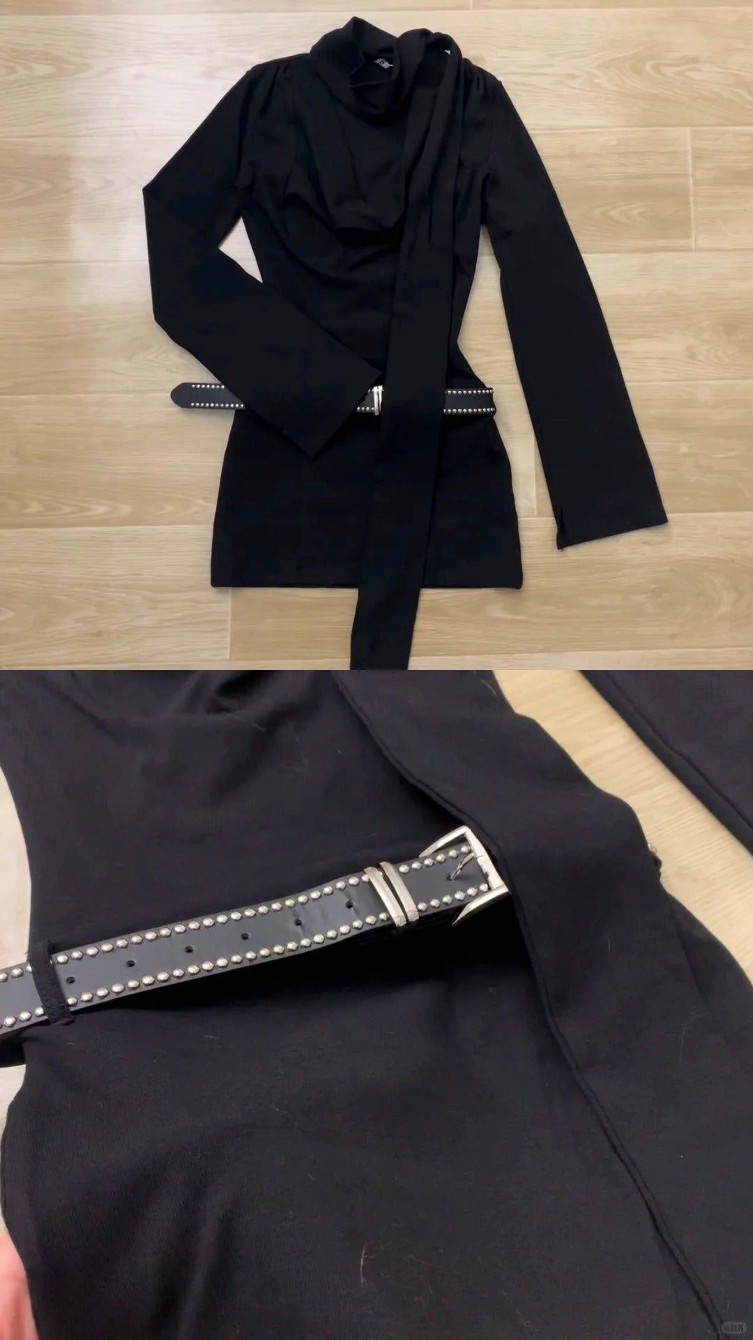 Black Long Coat with Top and Mini Skirt Y2K Three - Piece Set - tutufox -