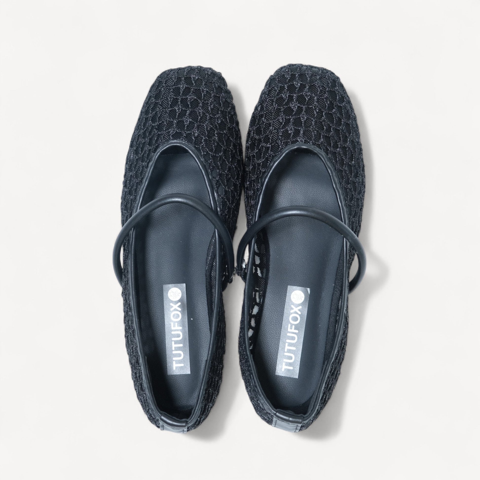 black mary jane flats front view