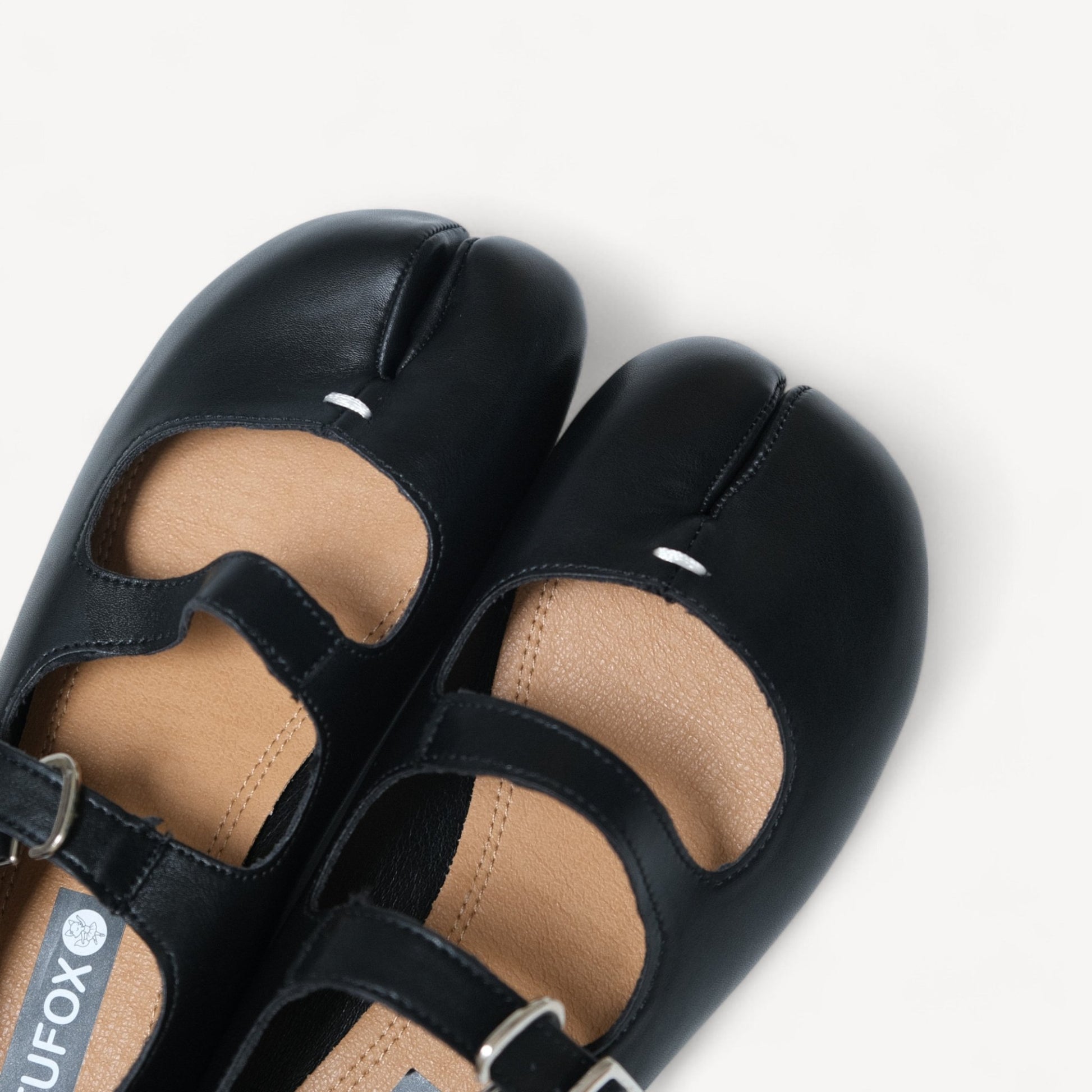 Black Matte Leather Mary Jane Tabi - tutufox - tabis