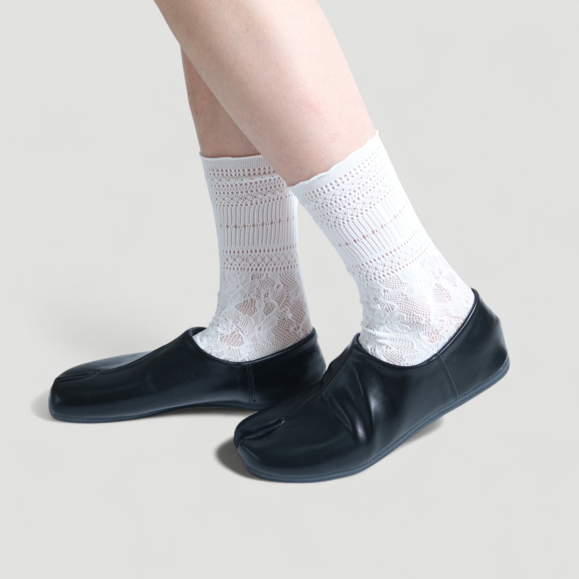 Black Matte Soft Leather Round Toe Tabi - tutufox - tabis