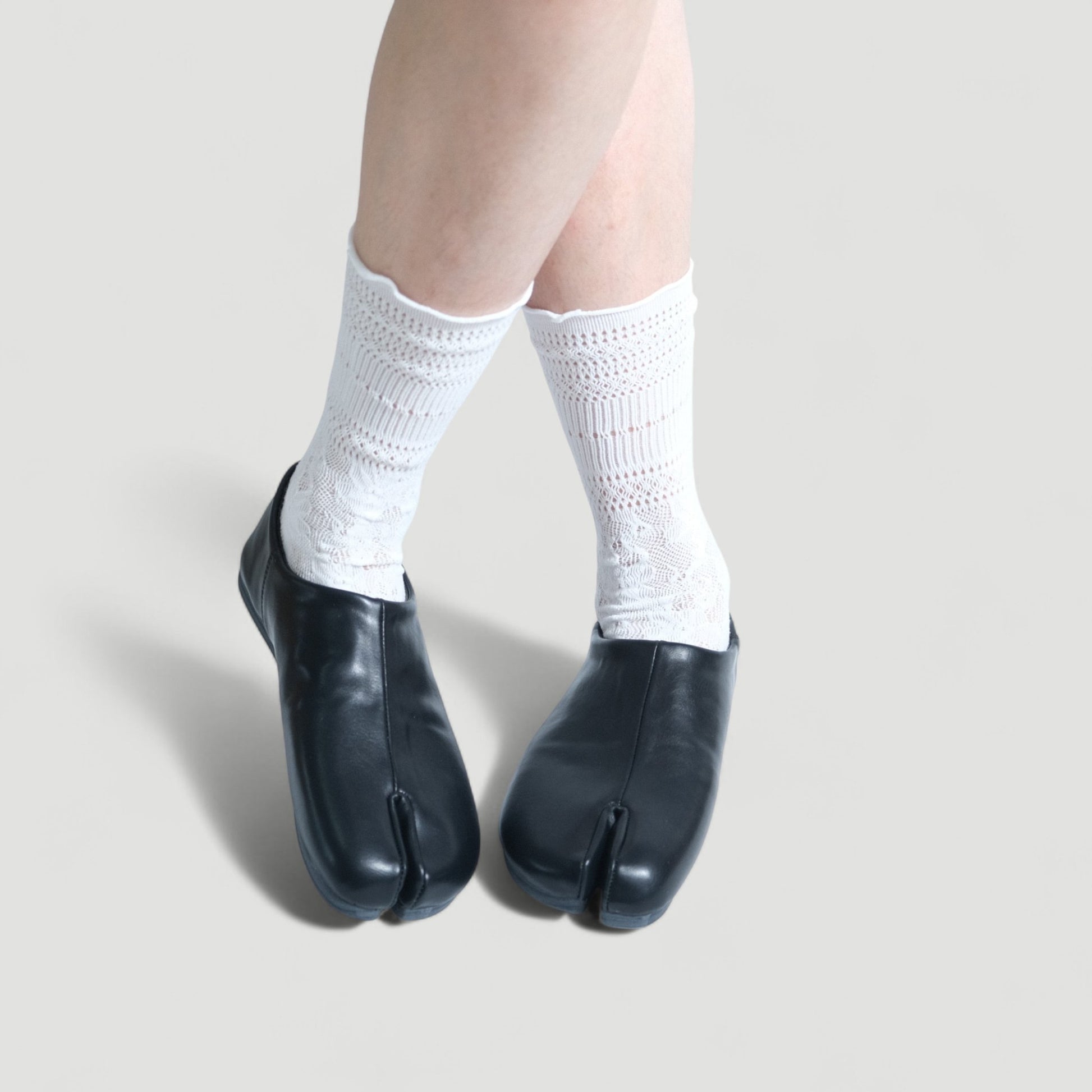 Black Matte Soft Leather Round Toe Tabi - tutufox - tabis