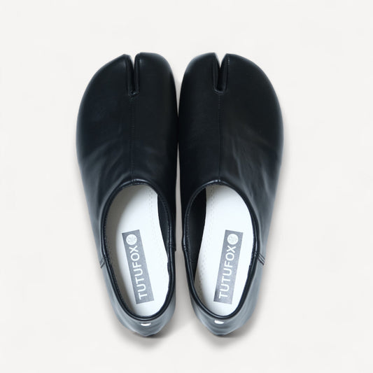 Black Matte Soft Leather Round Toe Tabi - tutufox - tabis