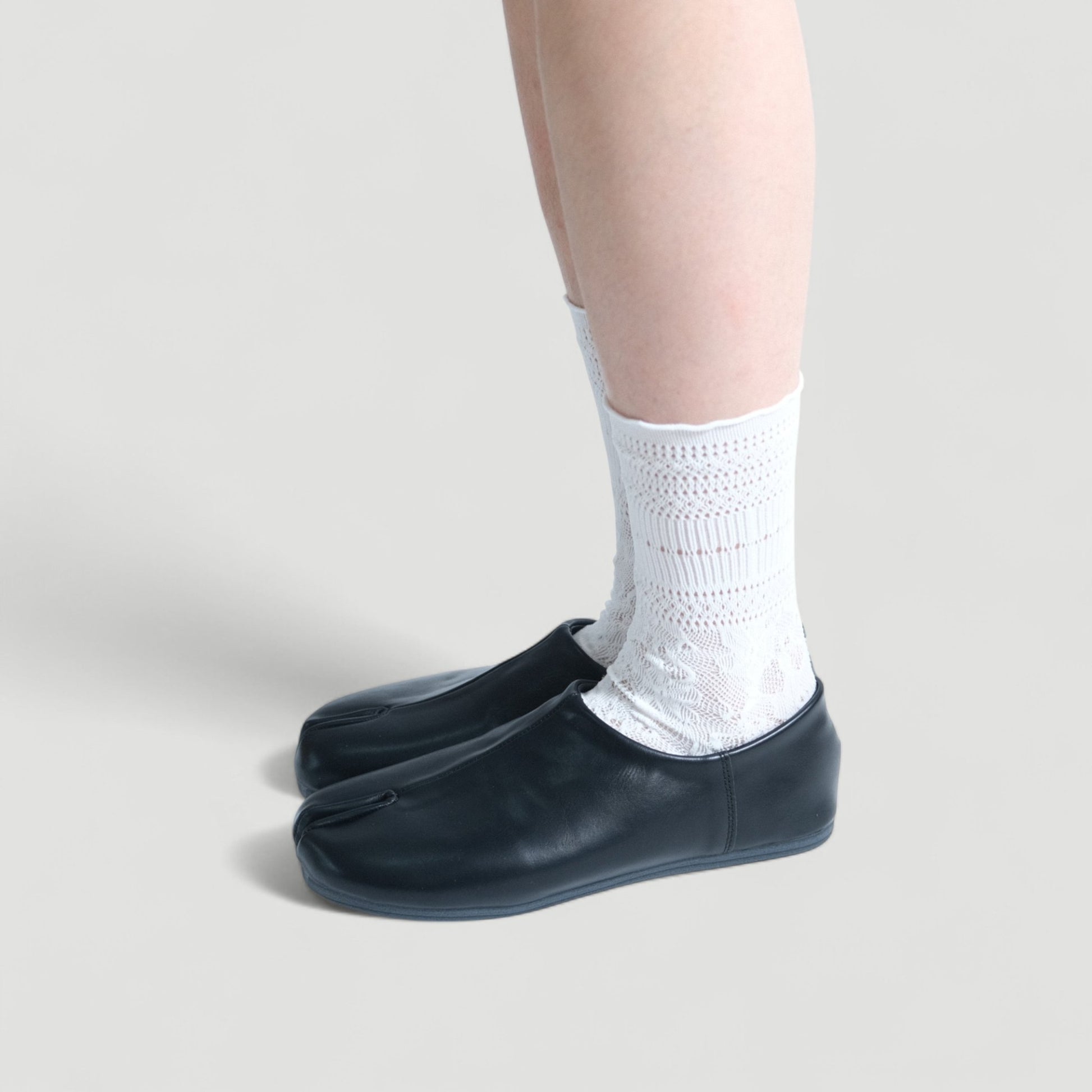 Black Matte Soft Leather Round Toe Tabi - tutufox - tabis