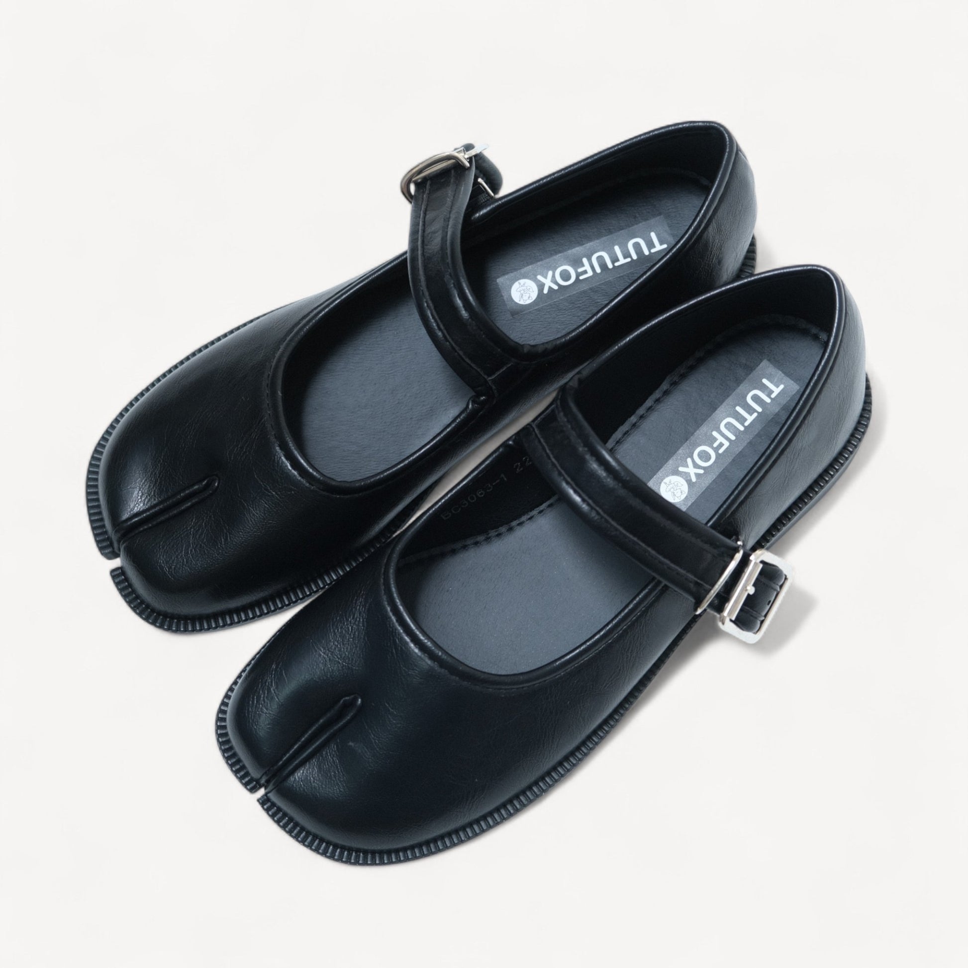 Black Matte Split Toe Mary Jane Tabi - tutufox - tabis