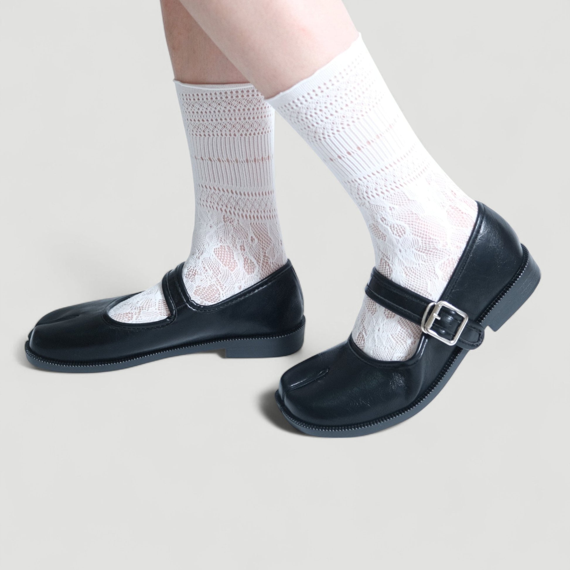 Black Matte Split Toe Mary Jane Tabi - tutufox - tabis