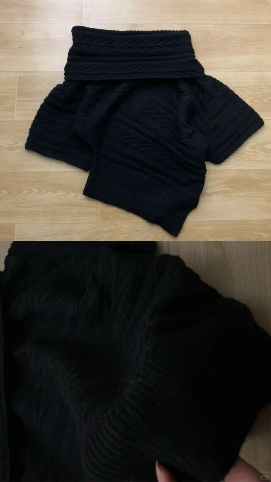 Black Off - Shoulder Knit Top and Blue Jeans Y2K Outfit - tutufox -