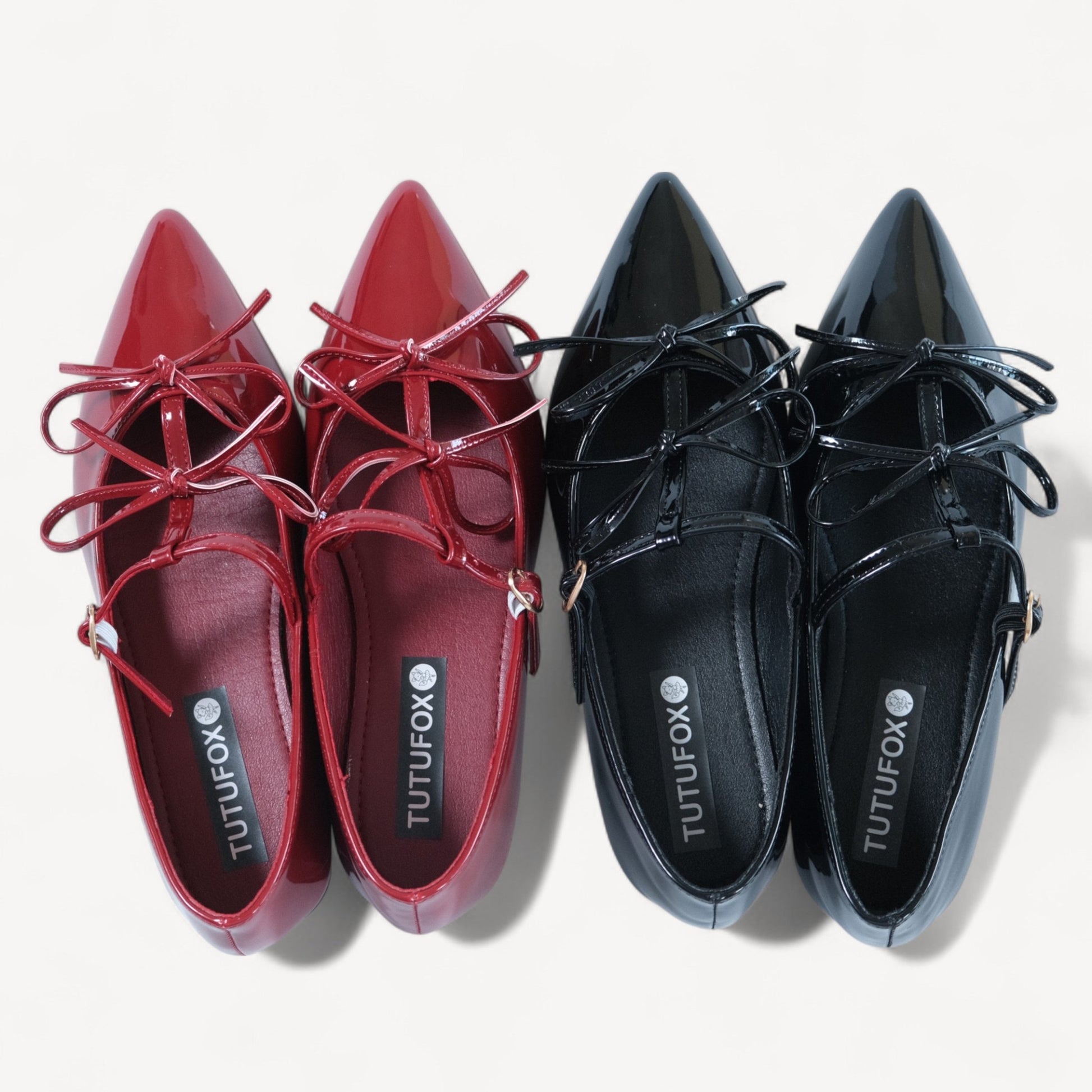 Black Patent T - Strap Ballet Flats - tutufox - shoes
