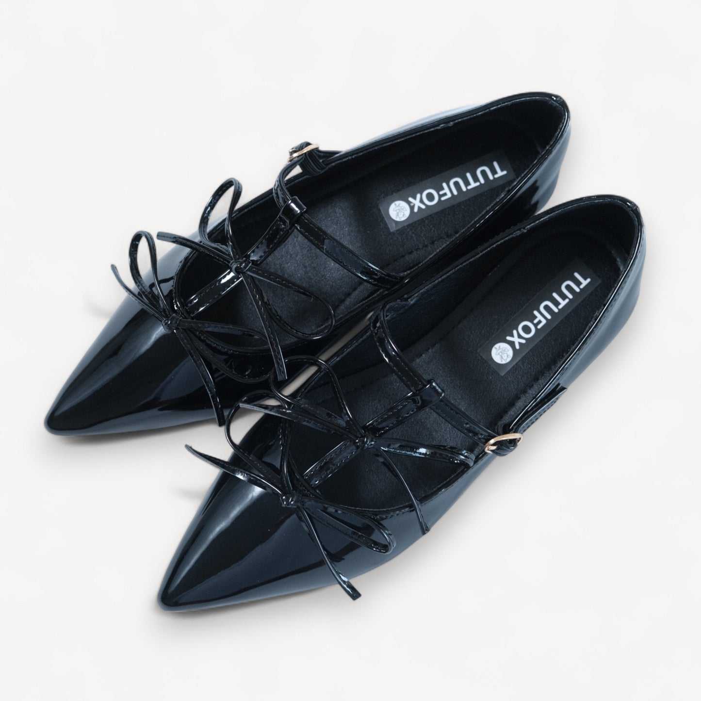 Black Patent T - Strap Ballet Flats - tutufox - shoes